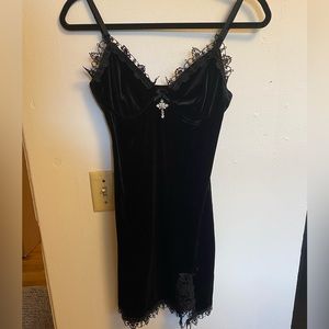 Black Velvet and Lace Dress